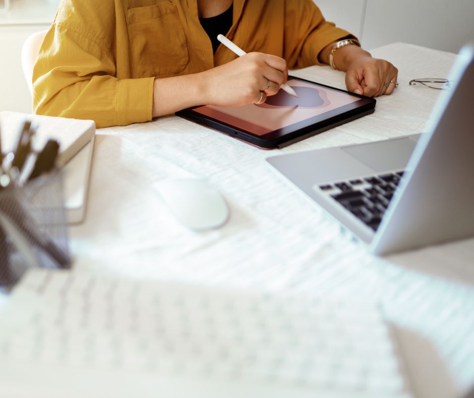 Person working on a tablet